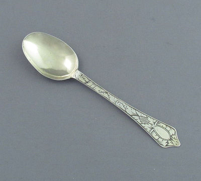Queen Anne Silver Dog Nose Teaspoon - JH Tee Antiques