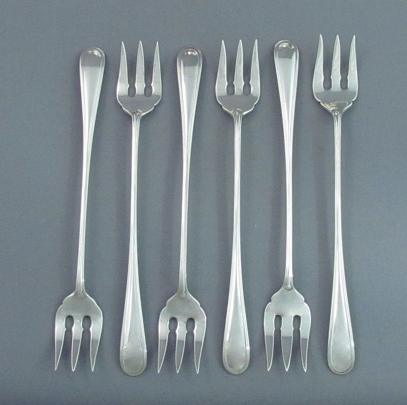 6 Saxon Pattern Sterling Silver Oyster Forks - JH Tee Antiques