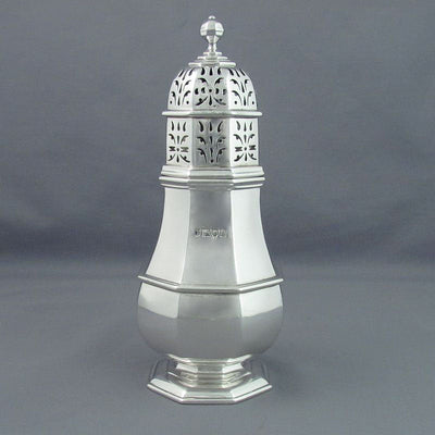 Massive English Sterling Silver Sugar Caster - JH Tee Antiques