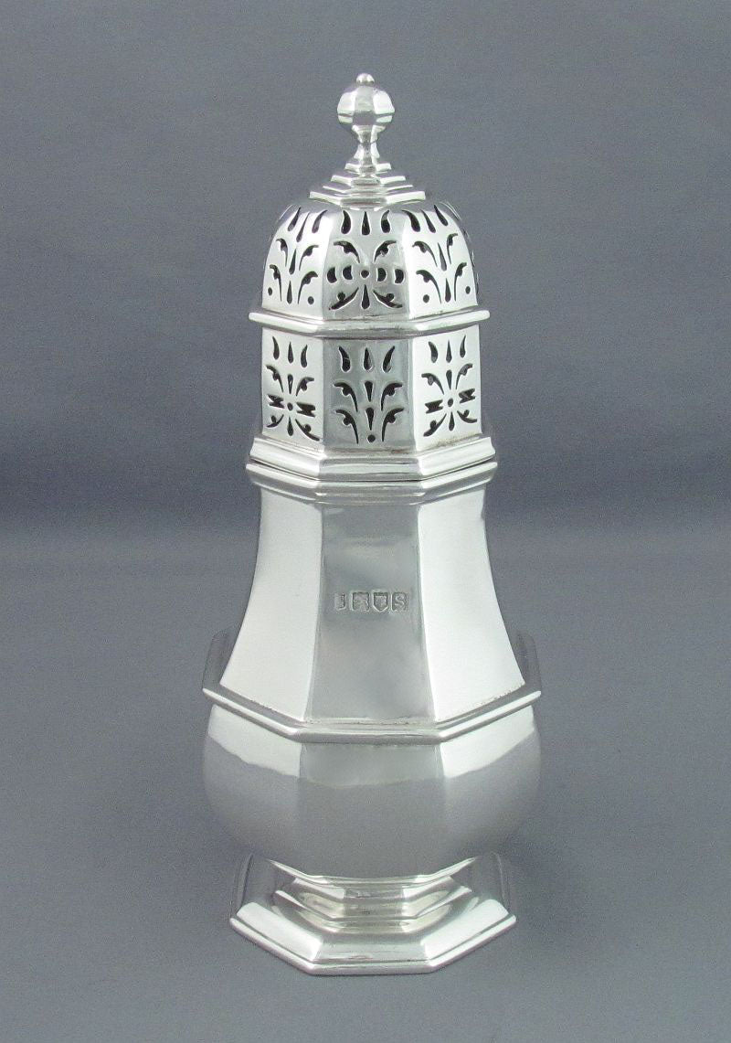 Massive English Sterling Silver Sugar Caster - JH Tee Antiques