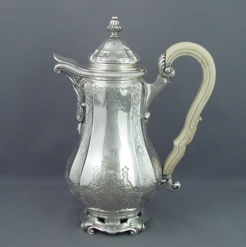 French 950 Silver Coffee Pot - JH Tee Antiques