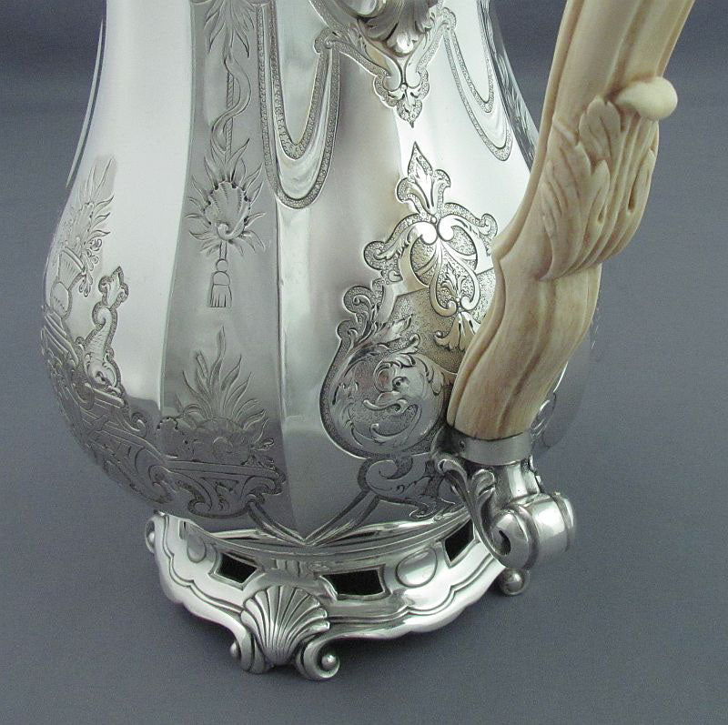 French 950 Silver Coffee Pot - JH Tee Antiques