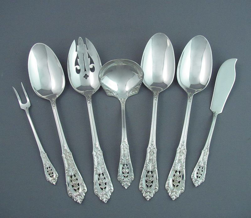 Wallace Rosepoint Sterling Silver Flatware Set for 12 - JH Tee Antiques