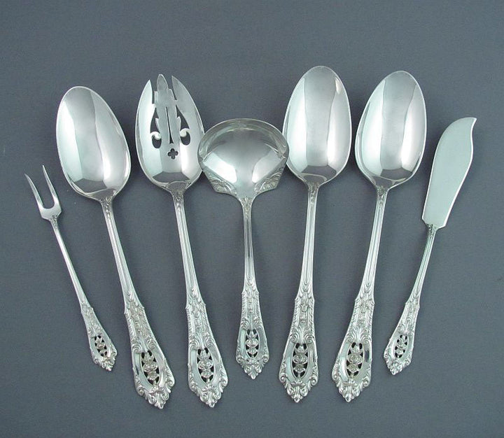 Wallace Rosepoint Sterling Silver Flatware Set for 12 - JH Tee Antiques