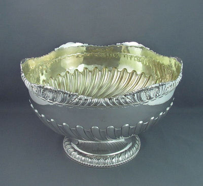 Victorian Sterling Silver Punch Bowl - JH Tee Antiques