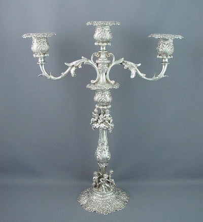 Pair of German Figural Silver Candelabra - JH Tee Antiques