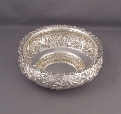 Repousse Sterling Silver Rose Bowl - JH Tee Antiques