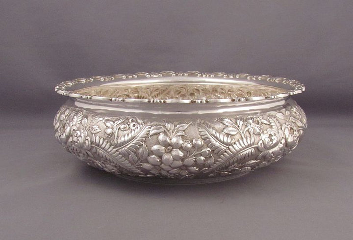 Repousse Sterling Silver Rose Bowl - JH Tee Antiques