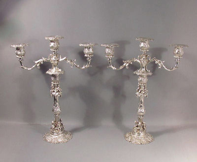 Pair of German Figural Silver Candelabra - JH Tee Antiques