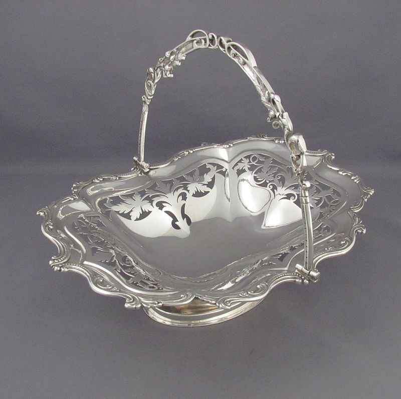 Edwardian Sterling Silver Cake Basket - JH Tee Antiques