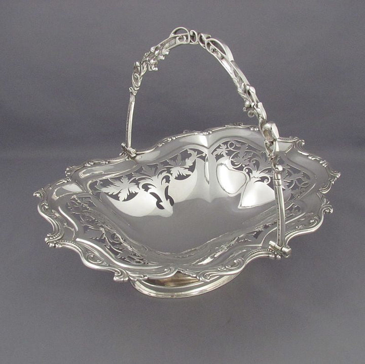 Edwardian Sterling Silver Cake Basket - JH Tee Antiques