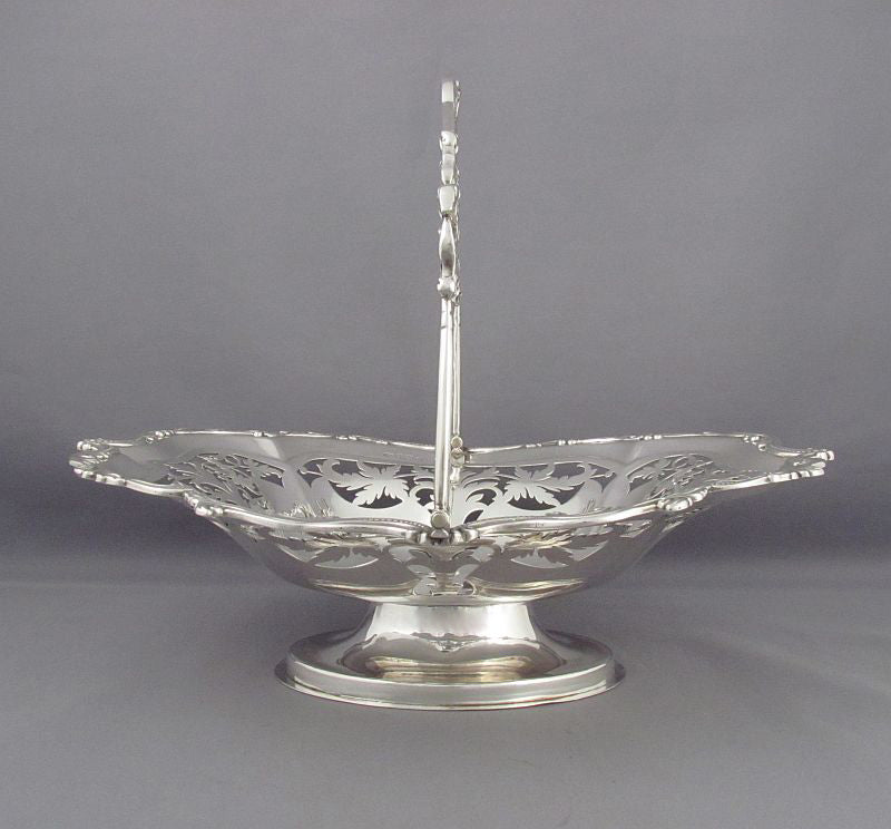 Edwardian Sterling Silver Cake Basket - JH Tee Antiques