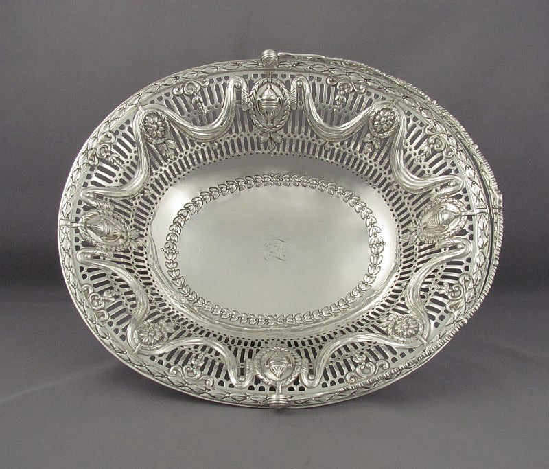 George III Style Sterling Silver Basket - JH Tee Antiques