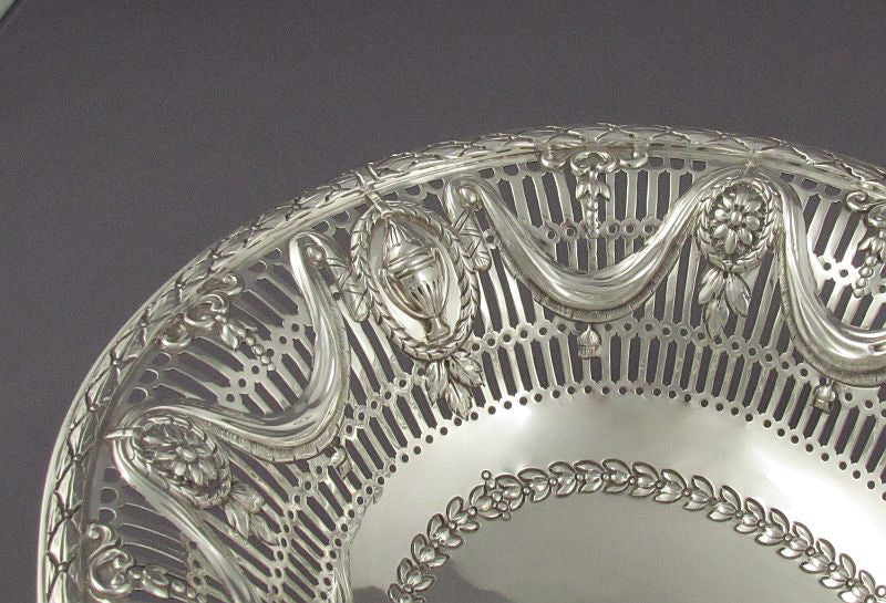 George III Style Sterling Silver Basket - JH Tee Antiques