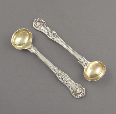 Queens Pattern Silver Salt Spoons - JH Tee Antiques
