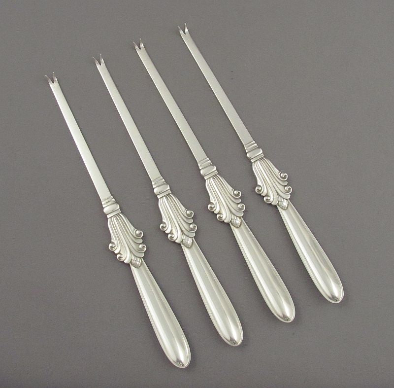 Four Georg Jensen Sterling Silver Lobster Picks - JH Tee Antiques