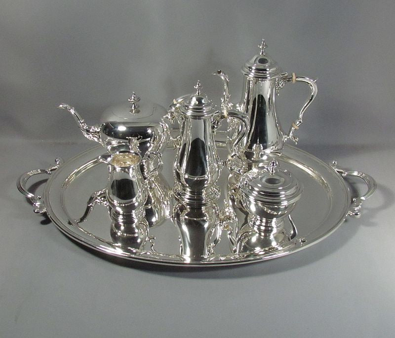 Birks Sterling Silver Tea Service and Tray - JH Tee Antiques