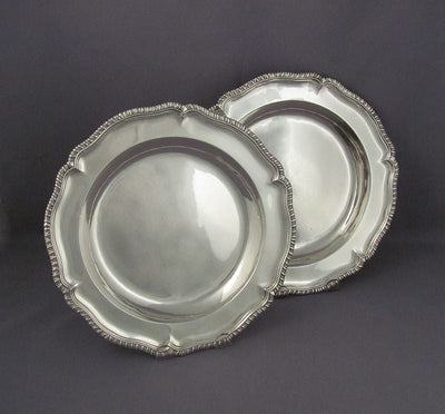 Pair of George III Silver Service Plates - JH Tee Antiques