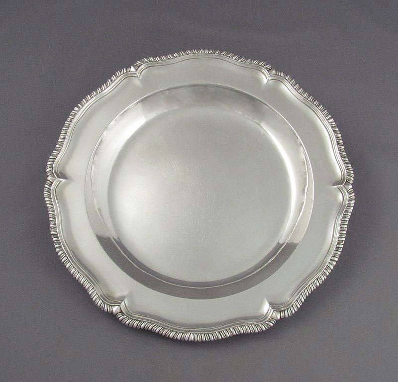 Pair of George III Silver Service Plates - JH Tee Antiques