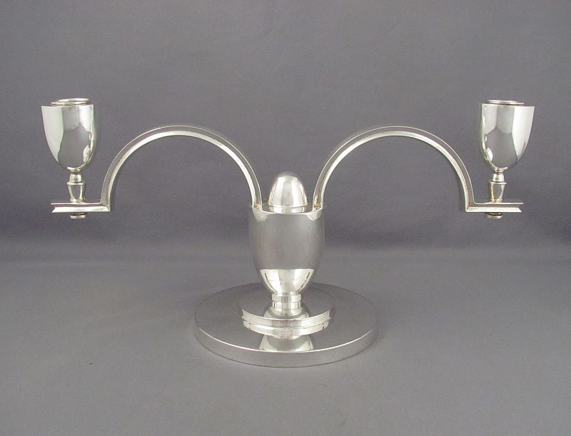 German Art Deco Silver Candelabrum - JH Tee Antiques