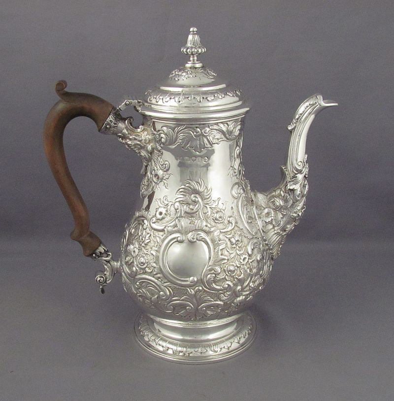 George IV Sterling Silver Coffee Pot - JH Tee Antiques