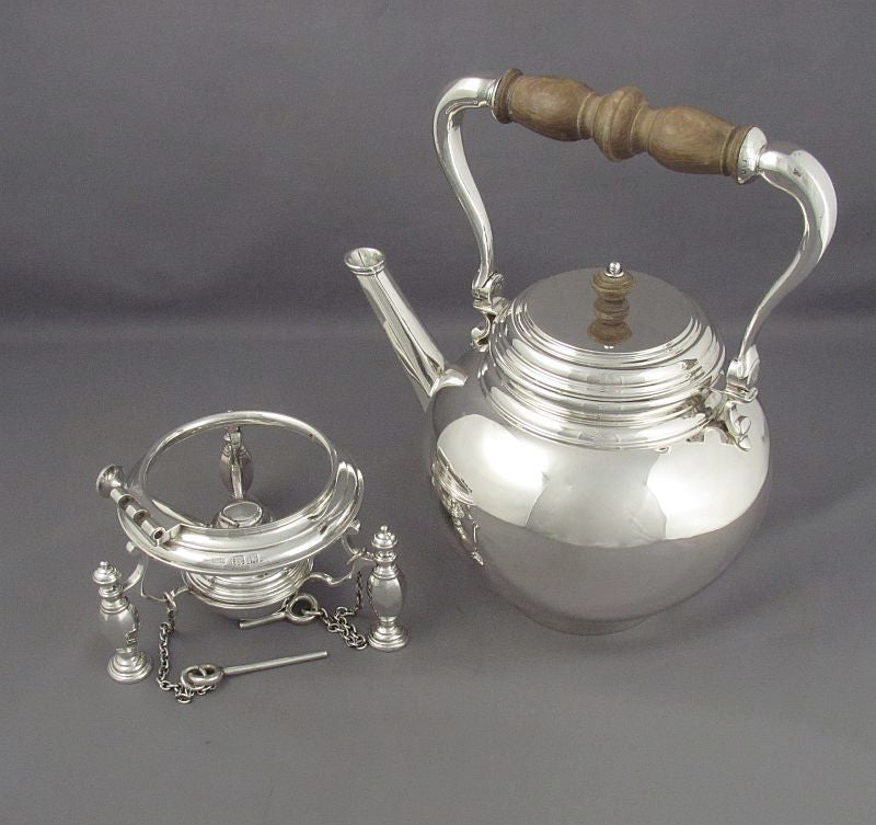George I Style Sterling Silver Kettle - JH Tee Antiques