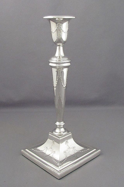 Pair of George V Sterling Silver Candlesticks - JH Tee Antiques