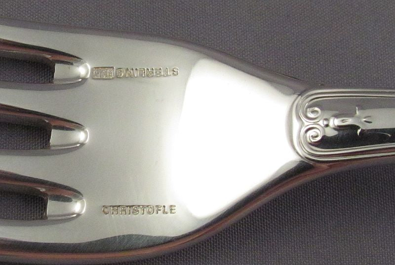 Christofle Malmaison Sterling Silver Flatware Set for 12 - JH Tee Antiques