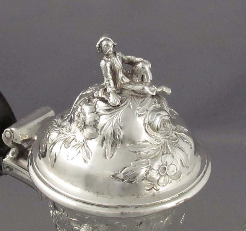 George III Chinoiserie Silver Coffee Pot - JH Tee Antiques