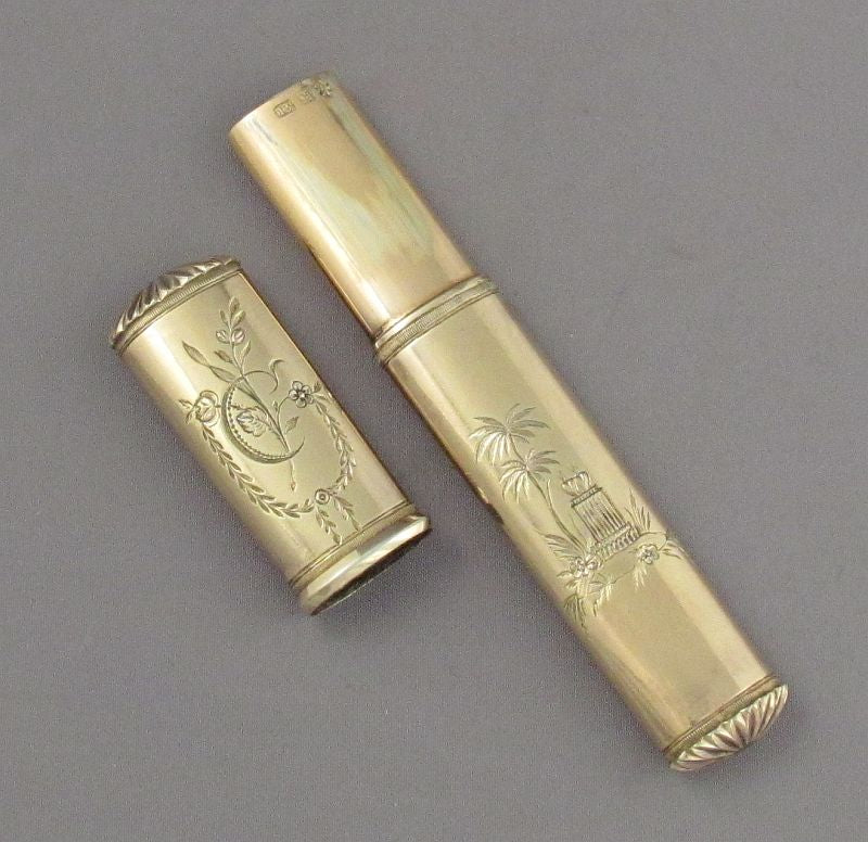 German Silver Gilt Needle Case - JH Tee Antiques