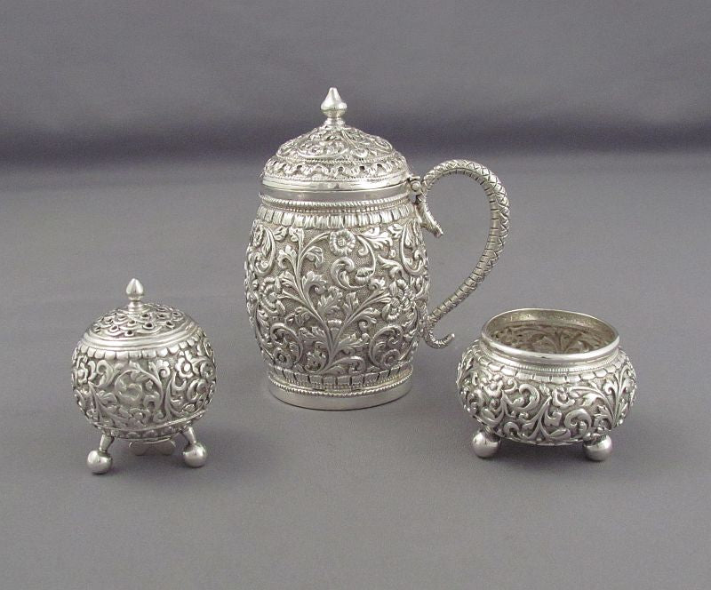 Indian Silver Condiment Set - JH Tee Antiques