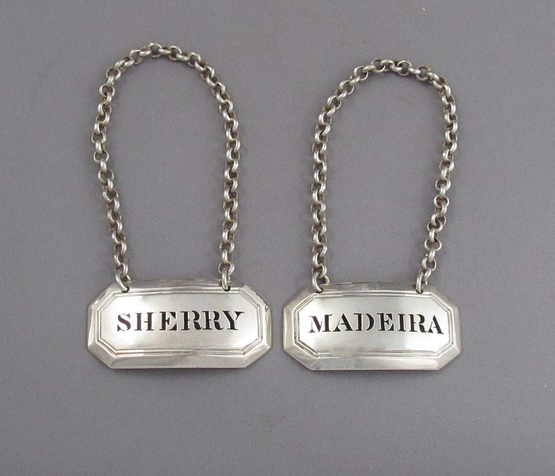 Antique Sterling Silver Decanter Labels - JH Tee Antiques