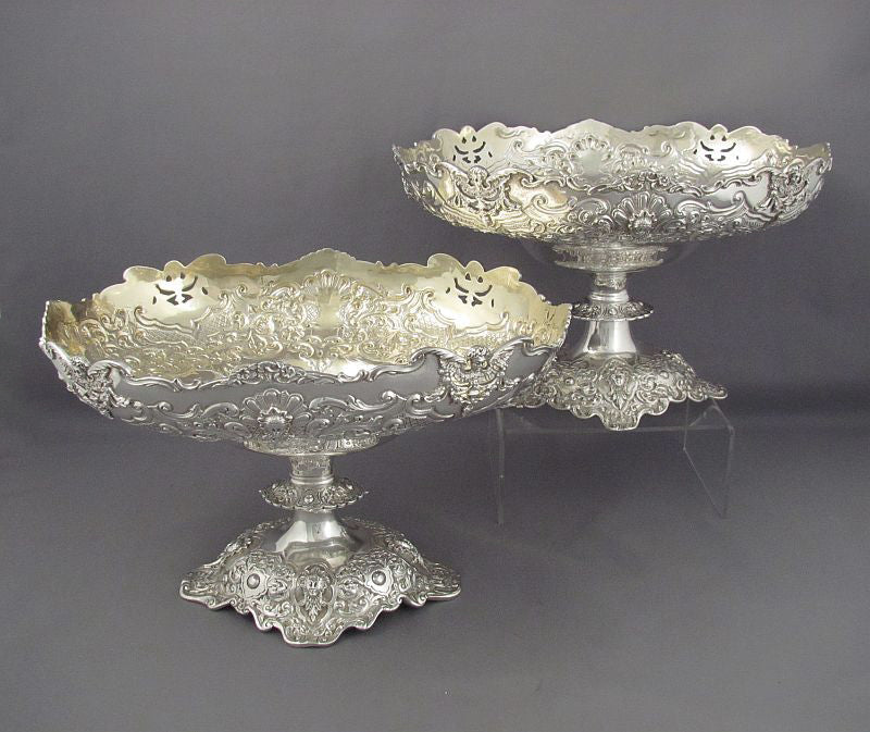 Ornate Sterling Silver Dessert Stands - JH Tee Antiques