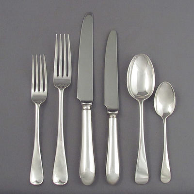 Old English Pattern Sterling Silver Flatware Set for 12 - JH Tee Antiques