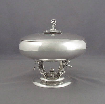 Modernist Sterling Silver Covered Bowl - JH Tee Antiques