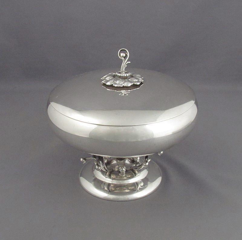 Modernist Sterling Silver Covered Bowl - JH Tee Antiques