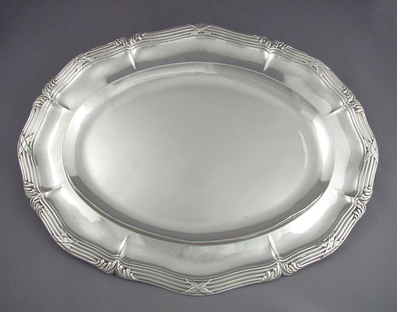 Odiot Sterling Silver Serving Platter - JH Tee Antiques