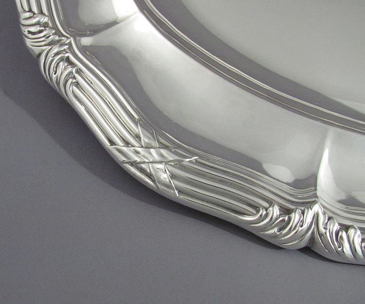 Odiot Sterling Silver Serving Platter - JH Tee Antiques