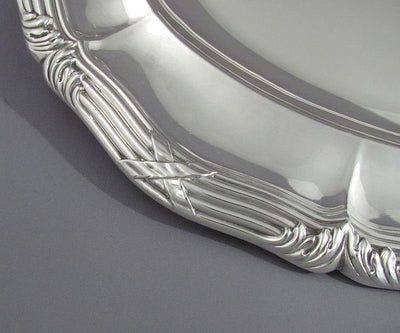 Odiot Sterling Silver Serving Platter - JH Tee Antiques