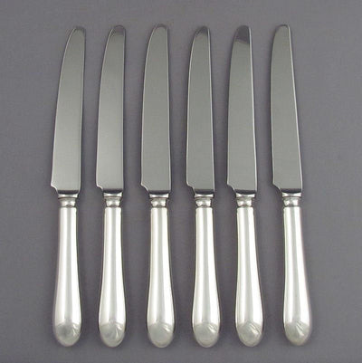 Set of 6 Old English Silver Dinner Knives - JH Tee Antiques