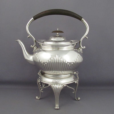 Victorian Sterling Silver Kettle on Stand - JH Tee Antiques