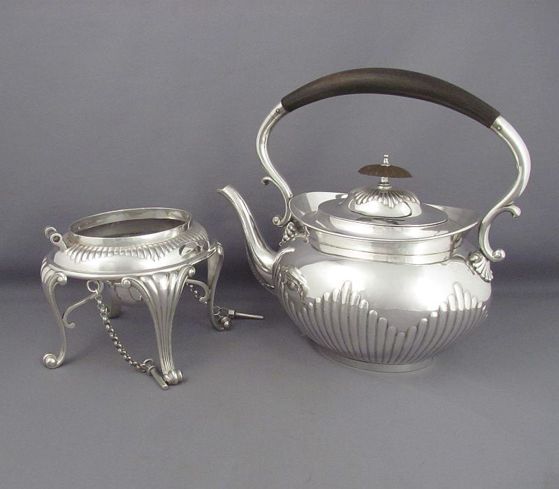 Victorian Sterling Silver Kettle on Stand - JH Tee Antiques