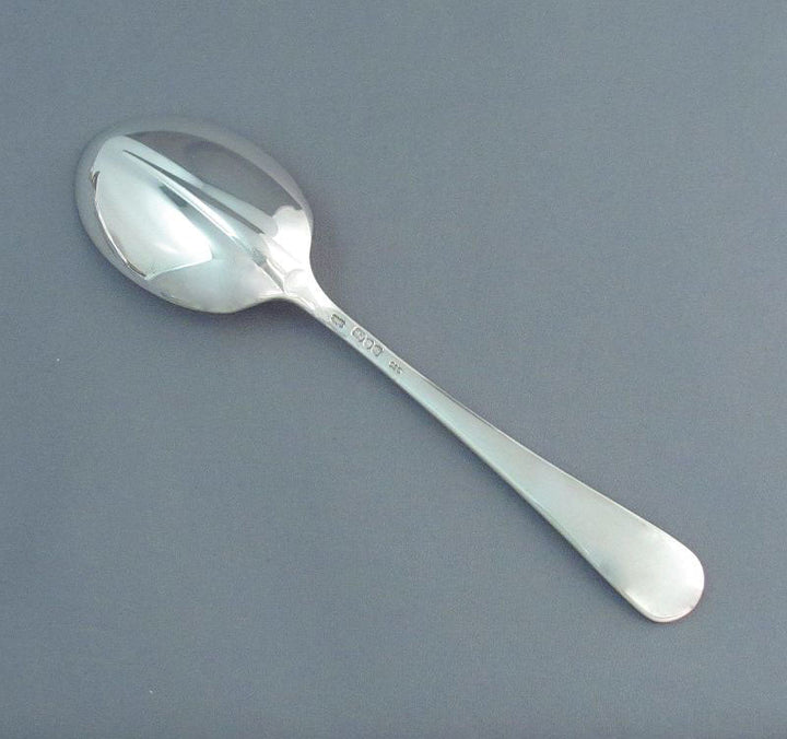 Set of Six Rat Tail Silver Dessert Spoons - JH Tee Antiques