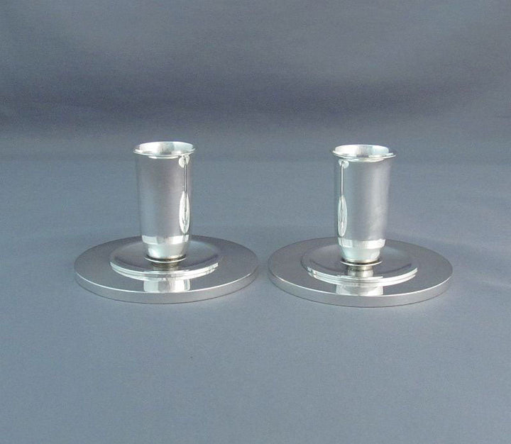 Georg Jensen Pyramid Sterling Silver Candlesticks - JH Tee Antiques