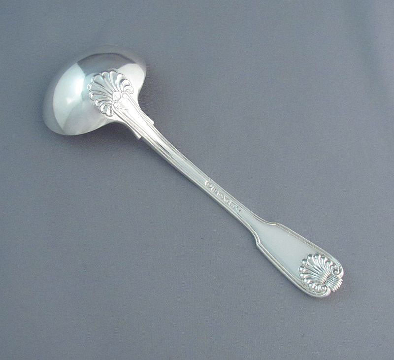 Fiddle Thread & Shell Pattern Silver Gravy Ladle - JH Tee Antiques