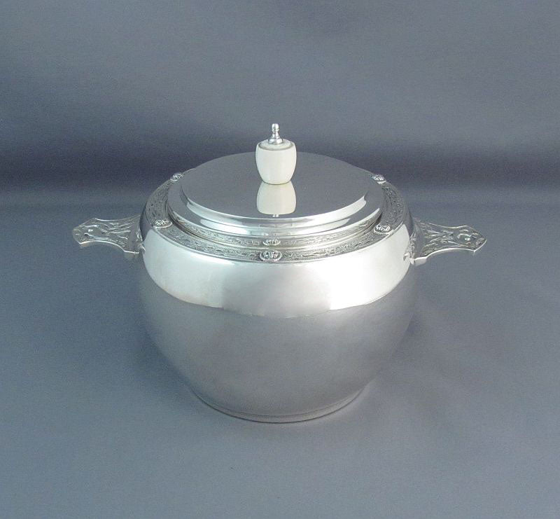 English Sterling Silver Biscuit Box - JH Tee Antiques