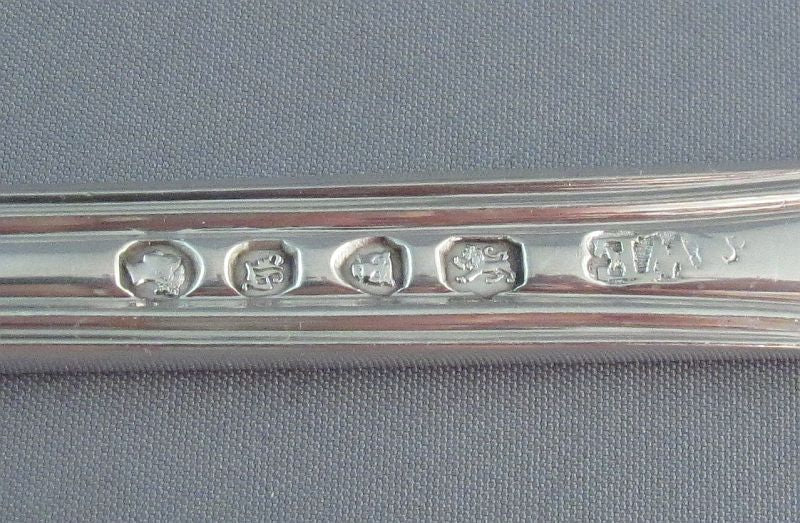 Fiddle Thread &amp; Husk Silver Stuffing Spoon - JH Tee Antiques