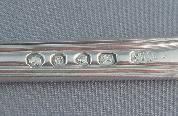 Fiddle Thread &amp; Husk Silver Stuffing Spoon - JH Tee Antiques