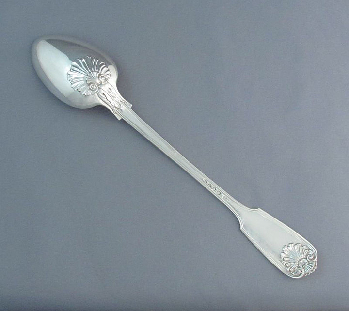 Fiddle Thread &amp; Husk Silver Stuffing Spoon - JH Tee Antiques