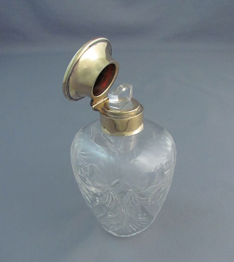 English Sterling Silver Gilt Scent Bottle - JH Tee Antiques